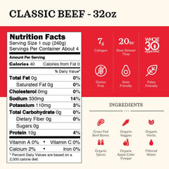 Kettle & Fire broth label highlights premium ingredients for flavorful cooking.
