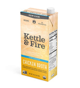 Kettle and Fire chicken broth 32oz packaging shows clean ingredients for pantry use