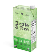 Kettle & Fire vegetable broth bottle, highlighting clean ingredients for versatile cooking.