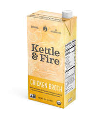 Kettle & Fire Organic Chicken Broth bottle 32oz, rich base for soups