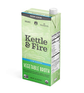 Kettle & Fire Organic Vegetable Broth low-sodium bottle adds flavor to soups.