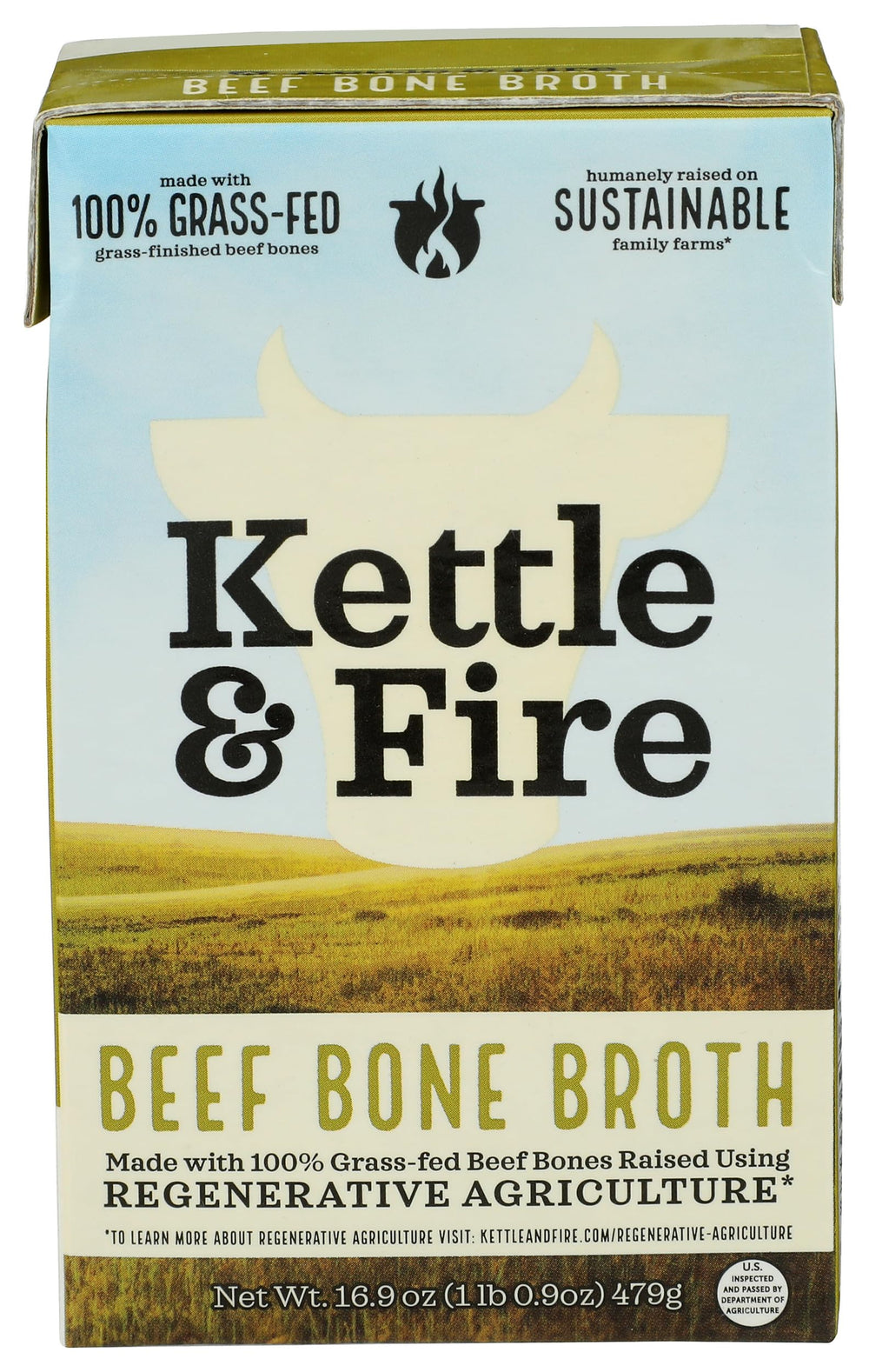 Kettle & Fire regenerative beef bone broth bottle for warming, comforting sips