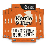Kettle & Fire turmeric ginger chicken bone broth bottle with rich color and herbs