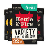 Kettle & Fire Variety Pack beef broth bottle shows rich flavor and collagen support.