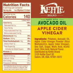 Kettle Brand avocado oil apple cider vinegar chips close-up showing crisp texture.