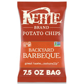 Kettle Brand Backyard Barbeque bag front highlighting bold flavor and ready-to-serve 7.5 oz portion.