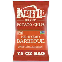 Kettle Brand Backyard Barbeque bag front highlighting bold flavor and ready-to-serve 7.5 oz portion.