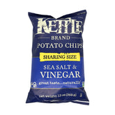 Kettle Brand Salt and Vinegar chips bag, bold flavor ready for snacking.