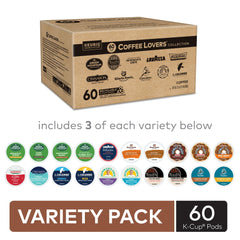 Keurig Coffee Lovers Collection varieties distribution displays 20 flavors for exploration.
