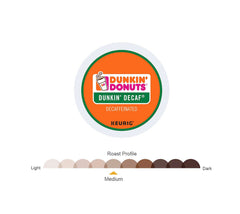 Keurig Dunkin Decaf K-Cup pods front view, easy brewing option.