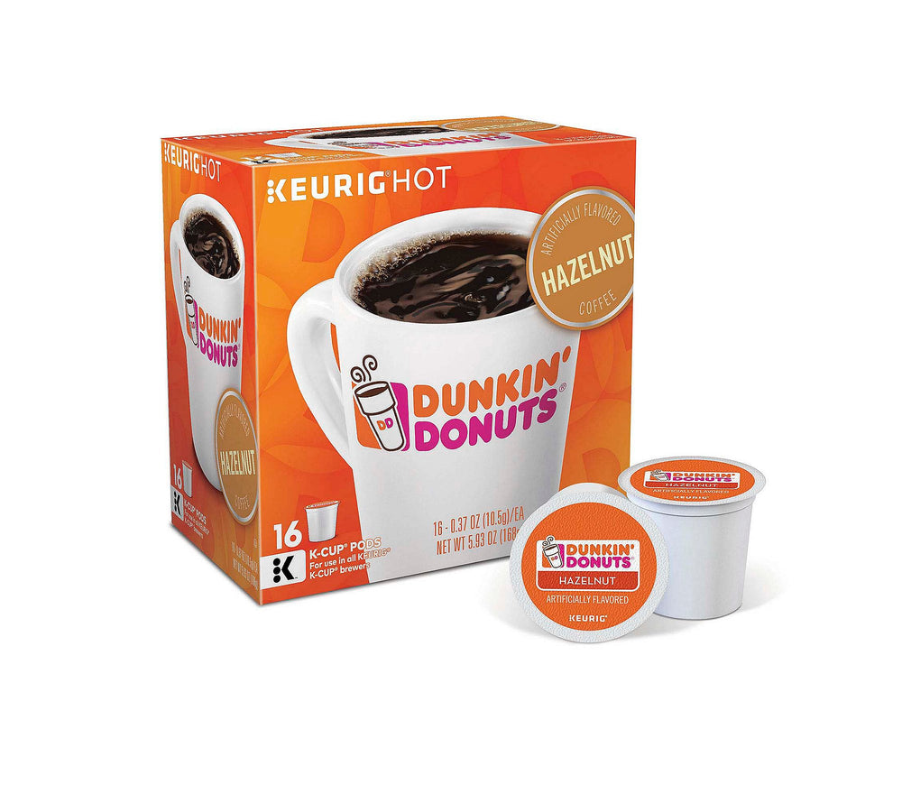 Keurig Dunkin Hazelnut K-Cup pods packaging variation for single-serve convenience and consistent flavor.