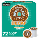 Keurig Original Donut Shop Decaf packaging item with clear branding and kosher label