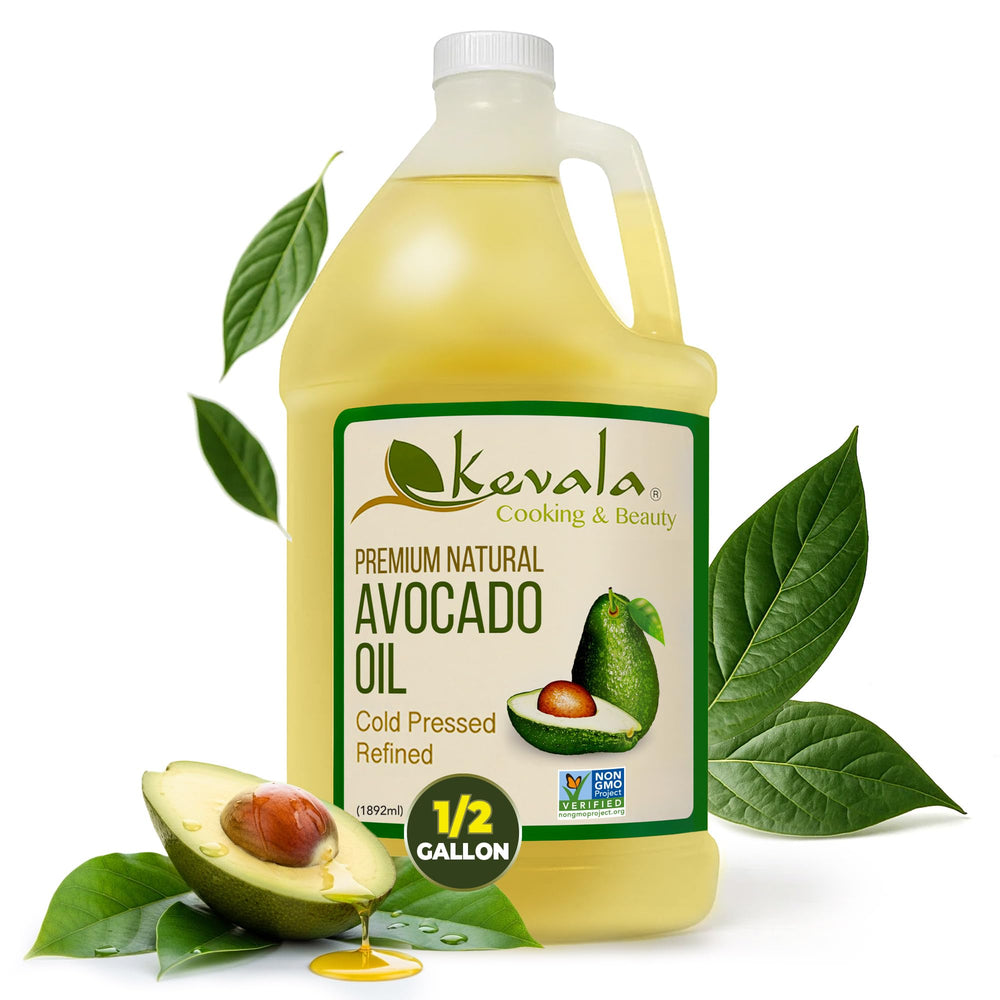 Kevala avocado oil bottle pour for high-heat cooking and flavorful results.