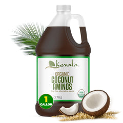 Kevala Coconut Aminos bottle being poured for everyday cooking, soy-free alternative.
