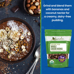 Kevala cacao beans ground into cacao powder for rich baking and drinking.