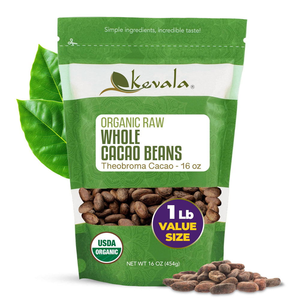 Kevala Organic cacao beans sun-dried in a bag for pure, versatile flavor.