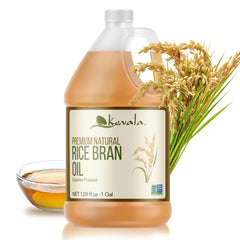Kevala Rice Bran Oil bottle—1 gallon, ideal for bulk baking and frying.