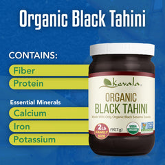 Kevala organic black tahini with USDA Organic certification for purity and vegan-friendly use
