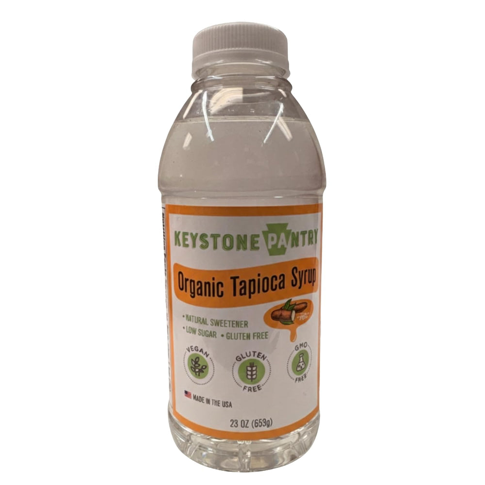 Keystone Pantry Organic Tapioca Syrup bottle, versatile sweetener for baking and beverages.
