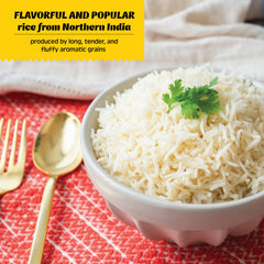 Khazana rice pouring into a measuring cup for perfect portions.