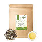 KHS Premium Organic White Tea loose-leaf packaging highlights premium leaves for fresh aroma.