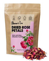 KHWAN'S TEA premium dried rose petals packaging in resealable bag for freshness