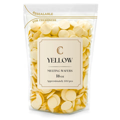 KIDU Merckens melting wafers in yellow bulk bag for smooth dipping and glossy coatings.