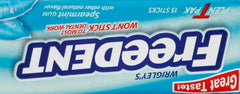 Closeup of Freedent spearmint gum stick texture and bite