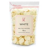 KIDU chocolate melting wafers in a 1 lb white bulk bag, ideal for dipping.