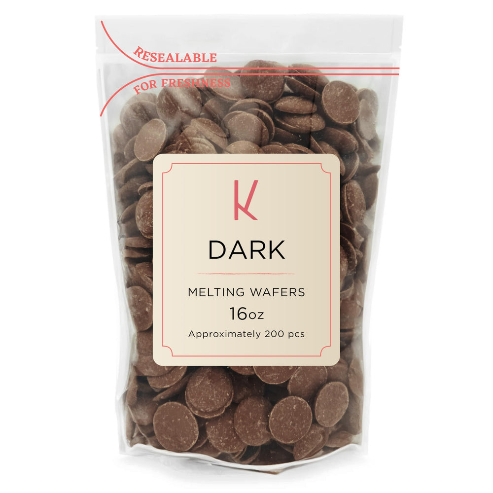 KIDU dark chocolate melting wafers bulk for dipping and dessert projects.