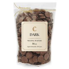 KIDU Merckens dark melting wafers bulk bag for dipping and smooth coating.