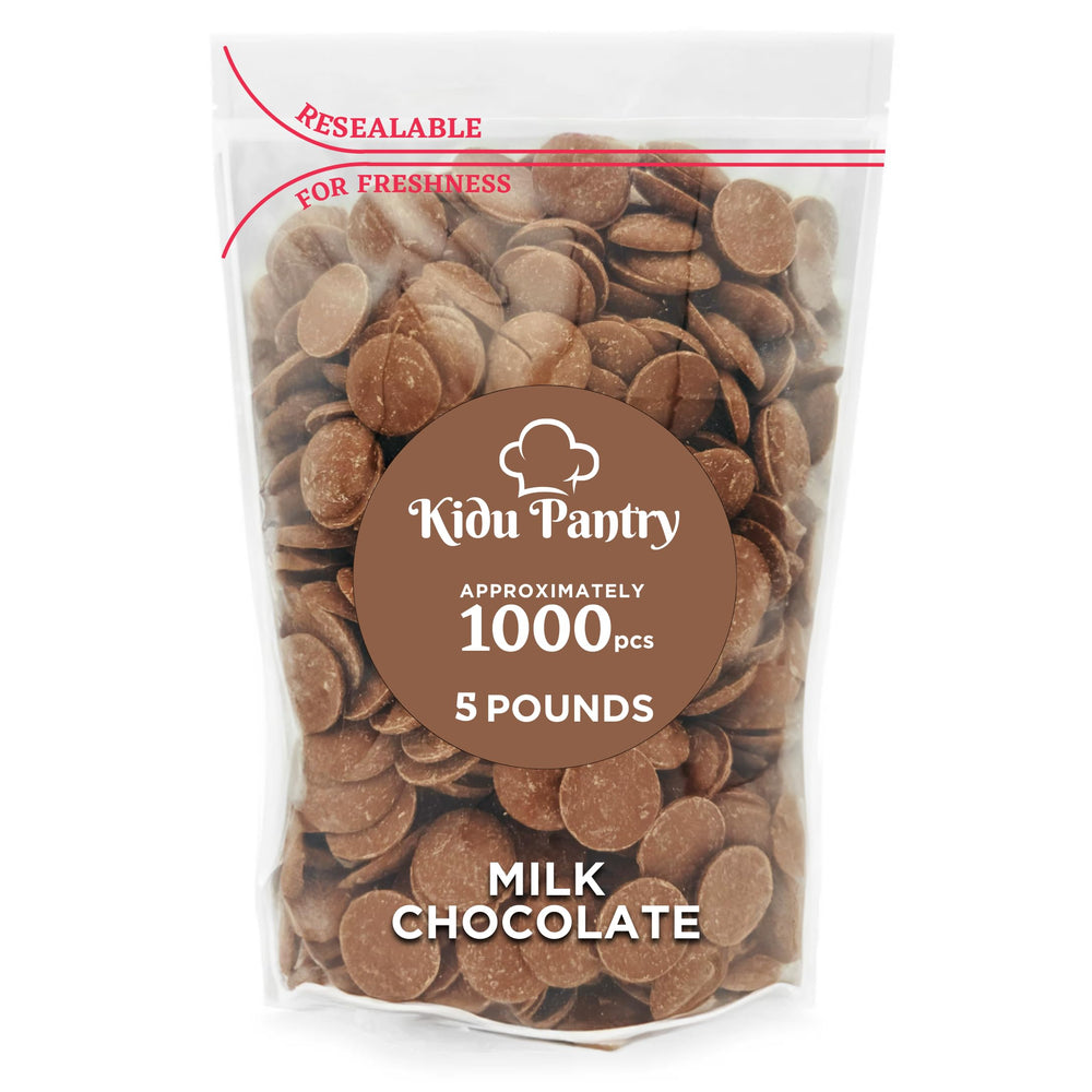 KIDU Pantry Milk Chocolate Wafers bulk bag ready for baking.