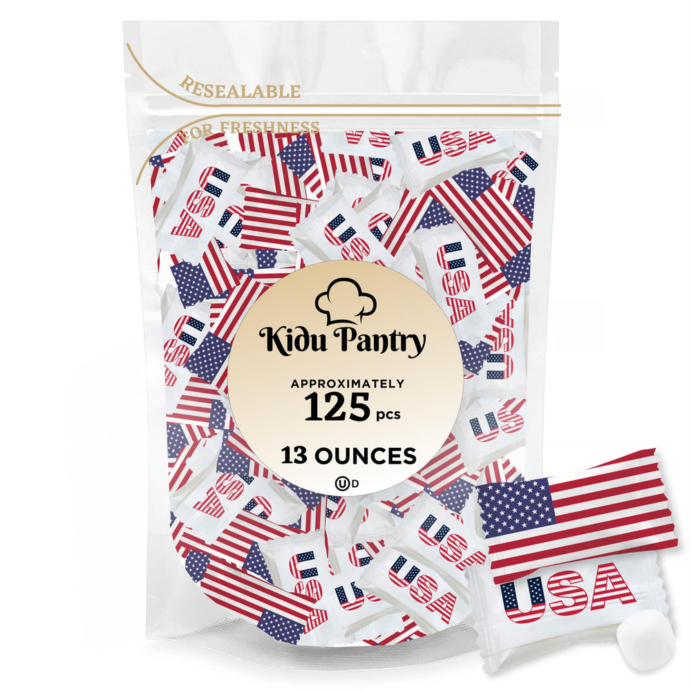 KIDU Pantry USA Buttermints in a 13 oz bag with festive packaging for parties
