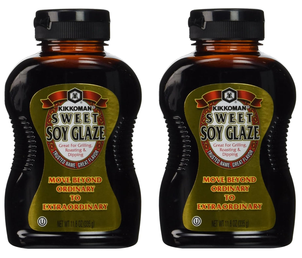 KIKKOMAN Glaze Soy Sweet Sauce bottle front view, ideal for grilling and dipping
