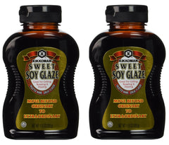 KIKKOMAN Glaze Soy Sweet Sauce bottle front view, ideal for grilling and dipping