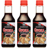 Kikkoman Gyoza Dipping Sauce bottle closeup for rich, versatile dipping with dumplings