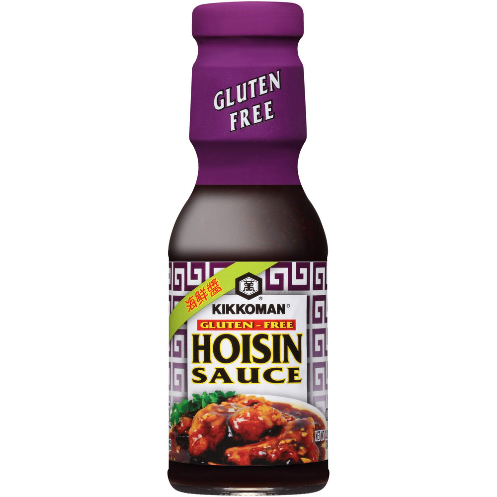 Kikkoman Gluten Free Hoisin Sauce bottle pour, ideal for stir-fries