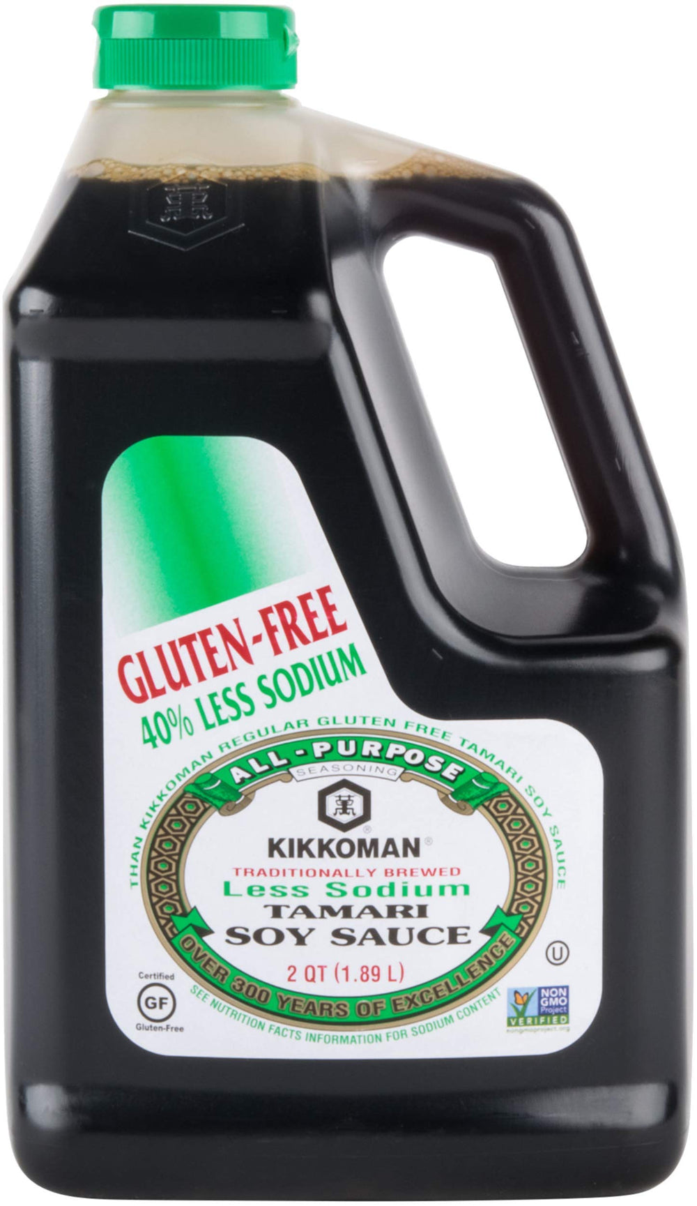 Kikkoman Less Sodium Gluten Free Tamari bottle pour enhances gluten-free flavor for sauces.