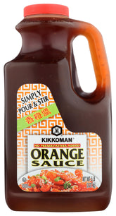 Kikkoman preservative-free orange sauce bottle ready to glaze stir-fries