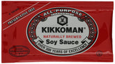 Kikkoman soy sauce packets in a bulk box, convenient for quick meals.