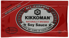 Kikkoman soy sauce packets in a bulk box, convenient for quick meals.