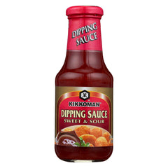 Kikkoman Sweet-N-Sour dipping sauce bottle for dipping and stir-fry flavor.