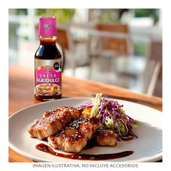 Kikkoman Sweet & Sour sauce glaze on roasted chicken for a glossy finish.