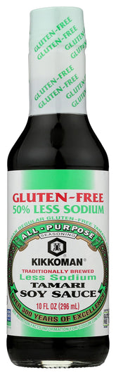 Kikkoman Tamari Gluten Free bottle front view for gluten-free cooking.