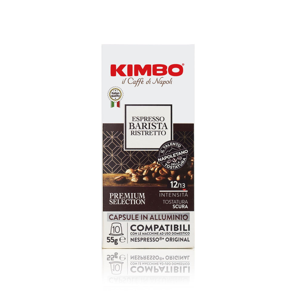 Kimbo Barista Ristretto capsules close-up for quick bold espresso.