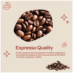 Close-up of Kimbo Napoli arabica beans highlights premium quality