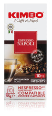Kimbo Napoli capsules espresso crema notes evoke balanced Italian espresso.