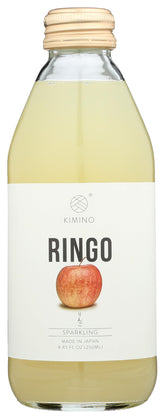 KIMINO Sparkling Apple Juice bottle on a table, a refreshing crowd-pleaser.
