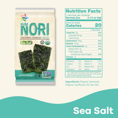 KIMNORI organic sea salt flavor box image, crisp snack for on-the-go.