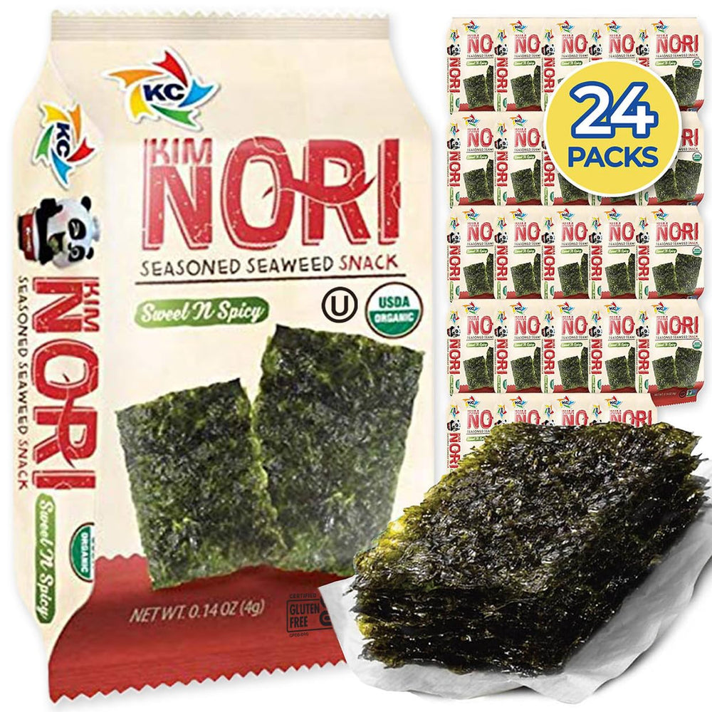 Kimnori Sweet ’N Spicy 24-pack seaweed snacks, ready-to-enjoy crunch.